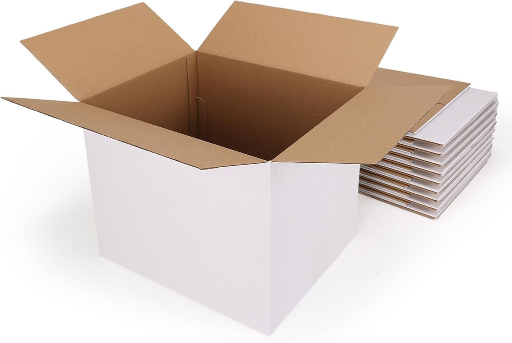 10 Packs 12x10x10 Large Thin White Shipping Boxes