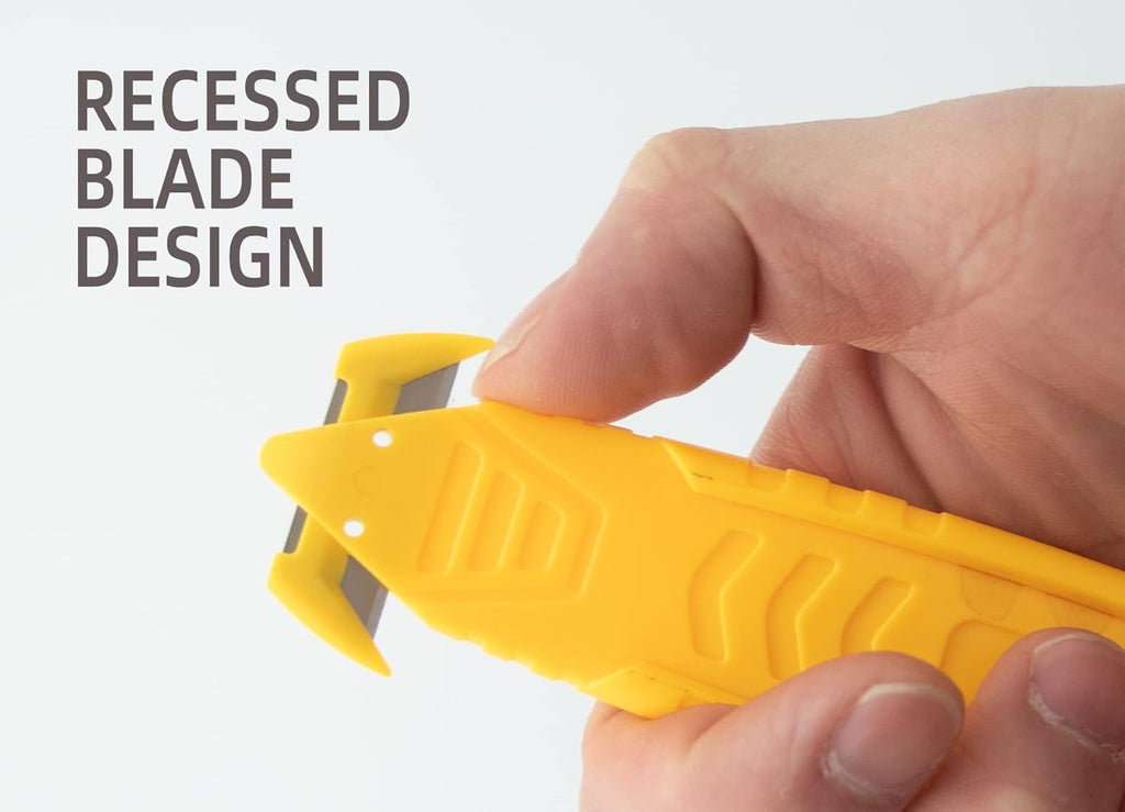 Safety Box Cutter Knife, Recessed SS Blade, 5-Pack, Assorted