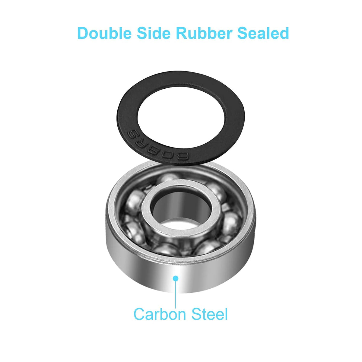 22pcs 608 2RS Ball Bearings - 608-RS Bearing Steel Double Rubber Sealed Miniature Deep Groove Ball Bearings (8mm x 22mm x 7mm)
