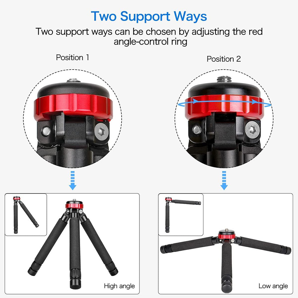 Camera Mini Tripod Table Stand - Compact Aluminum Desktop Tripod | 1/4" & 3/8" Screw Mount, Compatible with DSLR
