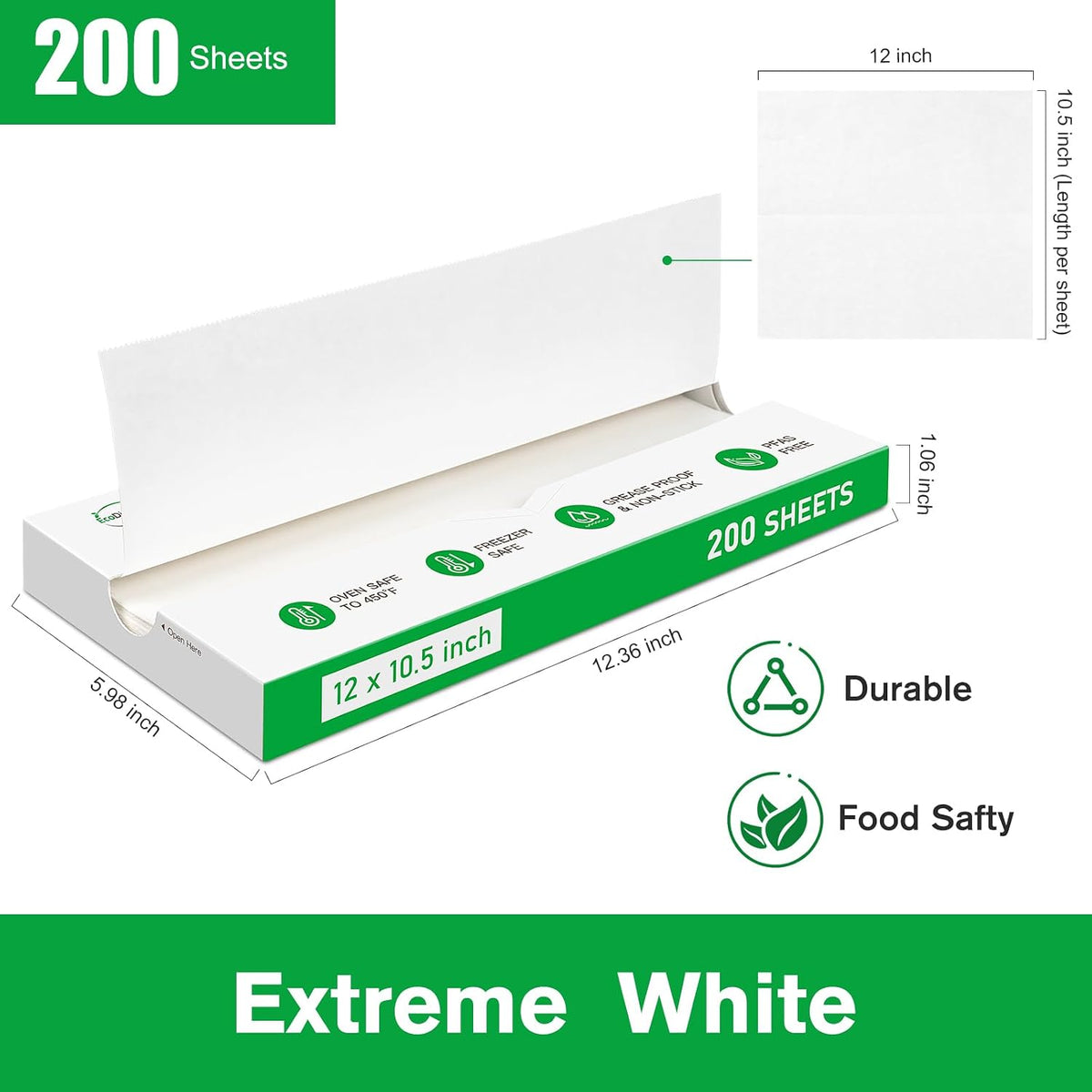 Precut POP UP Deli Paper Sheet, 200 Pack, 12" x 10.5", White