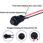 12-Pack 12mm Latching Push Button Switch AC 250V/1.5A 120V/3A ON-Off SPST Normal Open 1NO 2Pins with Pre-soldered Wires Small (12pcs Black Self-Locking)