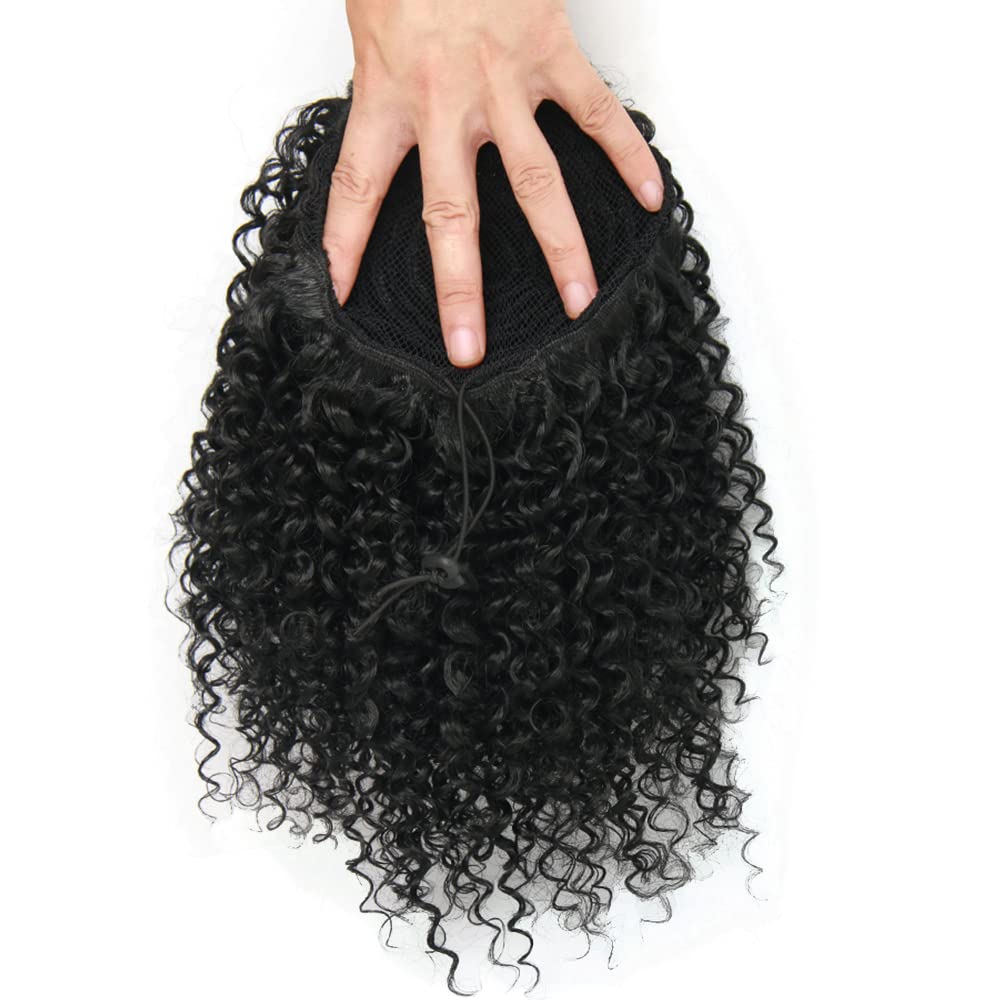 Short Afro Kinky Curly Ponytail Hair Piece for African American Ponytail Extension Synthetic Afro Kinky Curly