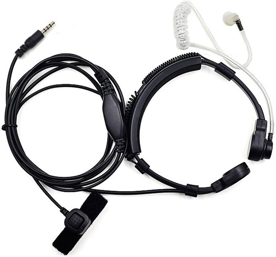 Throat Mic Acoustic Tube with Finger PTT, 3.5mm Jack | Compatible with all 3.5mm jack enabled devices, such as cell