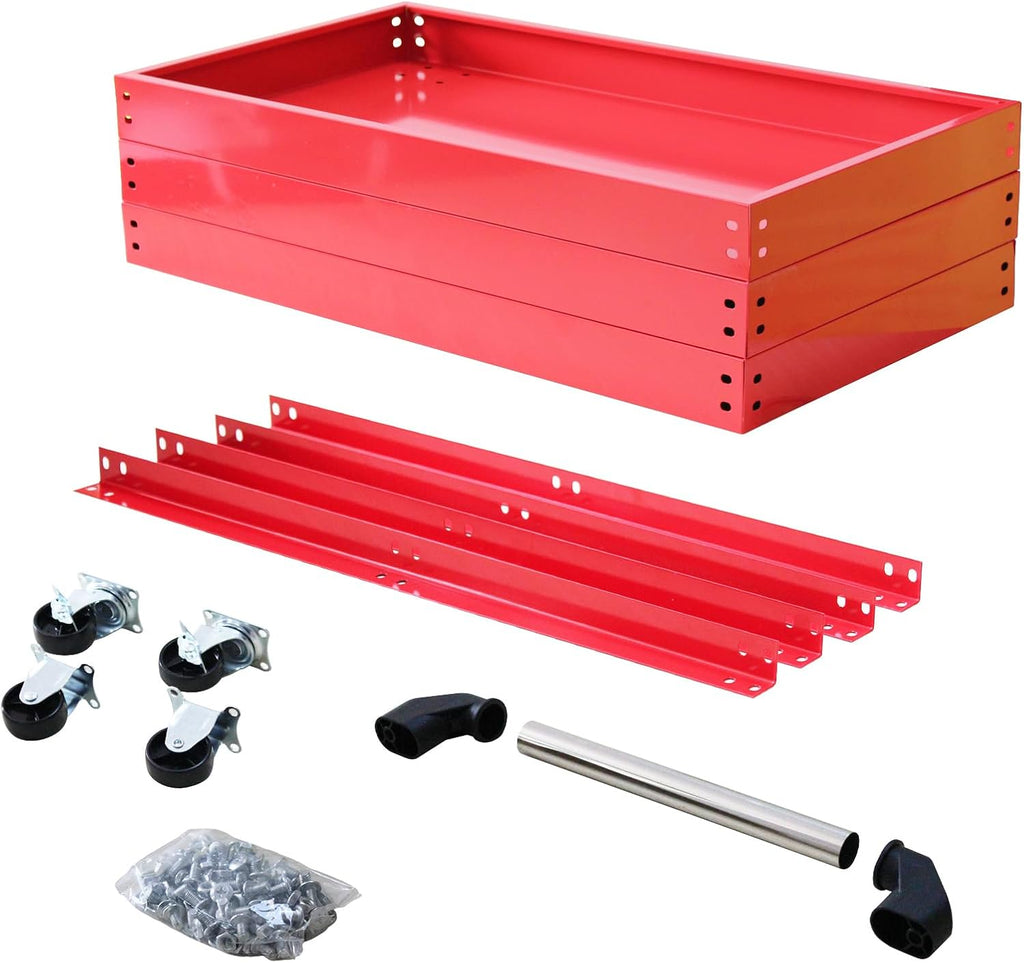 3 Tier Metal Rolling Tool Cart Heavy Duty Utility Cart with Handle Wheels | Metal Storage Service Cart Garage Tool