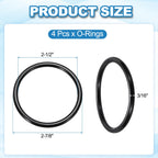 MECCANIXITY 4Pcs AS-333 O-Rings 2-1/2" ID 2-7/8" OD 3/16" Width, Black