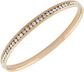 Stainless Steel Skinny Sleek Bangle with White CZ, Silver-Tone Bracelet, 8-Inch, Elegant Minimalist Design, Perfect