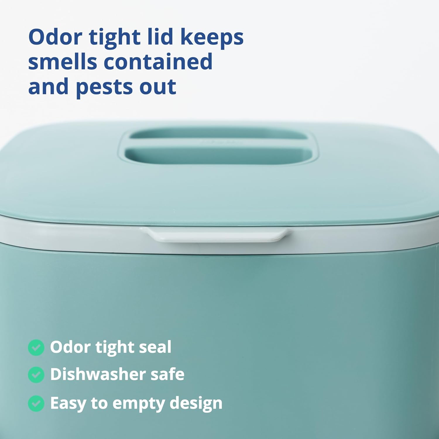 Kitchen Compost Bin, 5L Countertop Compost Bin, Green | Odor-Tight. Filter-Free. Dishwasher Safe.
