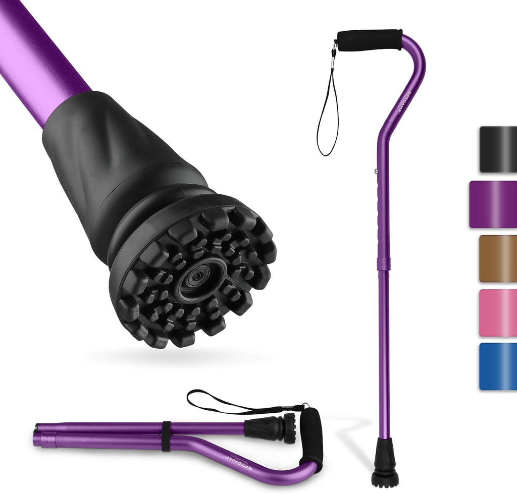 Walking Cane and Walking Stick for Men Women,Lightweight Folding Canes with Offset Soft Cushioned Handle,Adjustable &