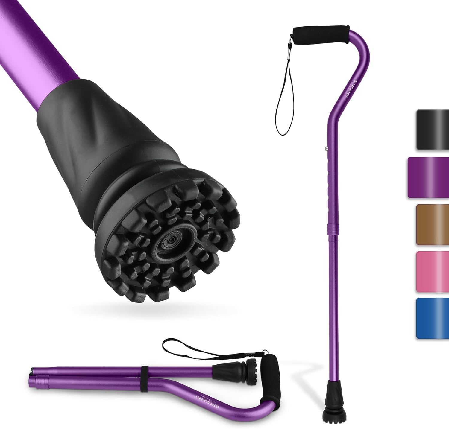 Walking Cane and Walking Stick for Men Women,Lightweight Folding Canes with Offset Soft Cushioned Handle,Adjustable &