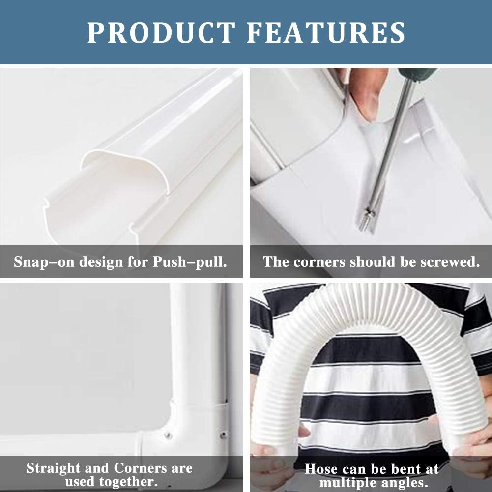 17Ft Mini Split Line Set Cover 5" PVC Line Cover Kit for Mini Split and Central Air Conditioner & Heat Pump(White)