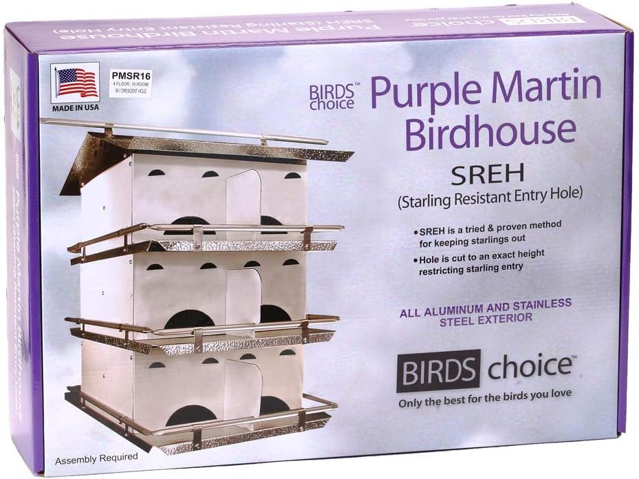 Premium Aluminum Purple Martin House | 4 Floors, 16 Rooms