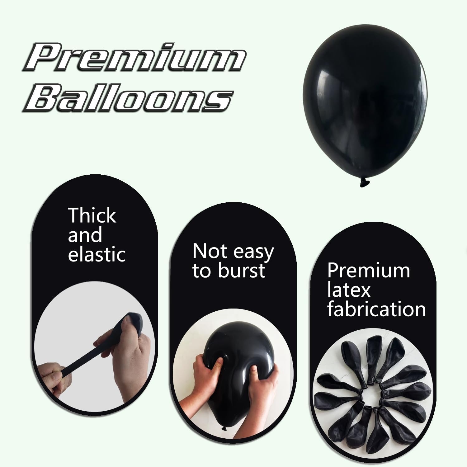 Black Balloons 145pcs Different Sizes 5in 10in 12in 18in Shiny Metallic Black Latex Balloon Arch Kit Garland for