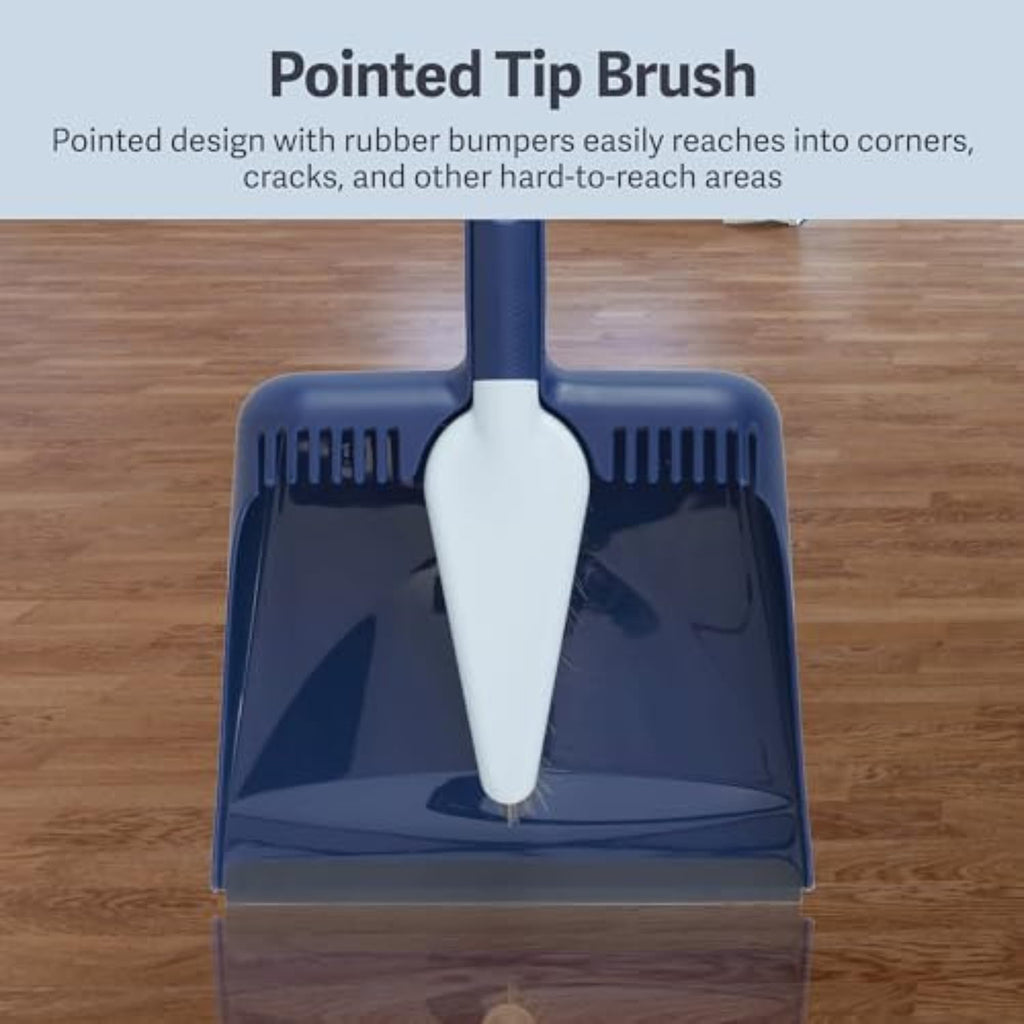 Wayclean Handheld Angled, Medium, Grey Dustpan and Brush Set, Green and Taupe