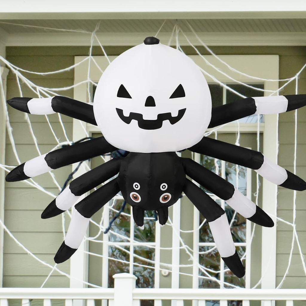 5 FT Width Halloween Inflatables Outdoor Decorations Spider with Magic Light, Blow Up Yard Decorations with LED