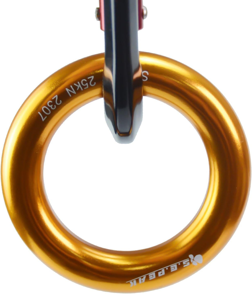 25kN Aluminum Rappel Ring, Perfect Tension O-Ring, Connection Ring for Rock Climbing, Arborist, Gold/Blue