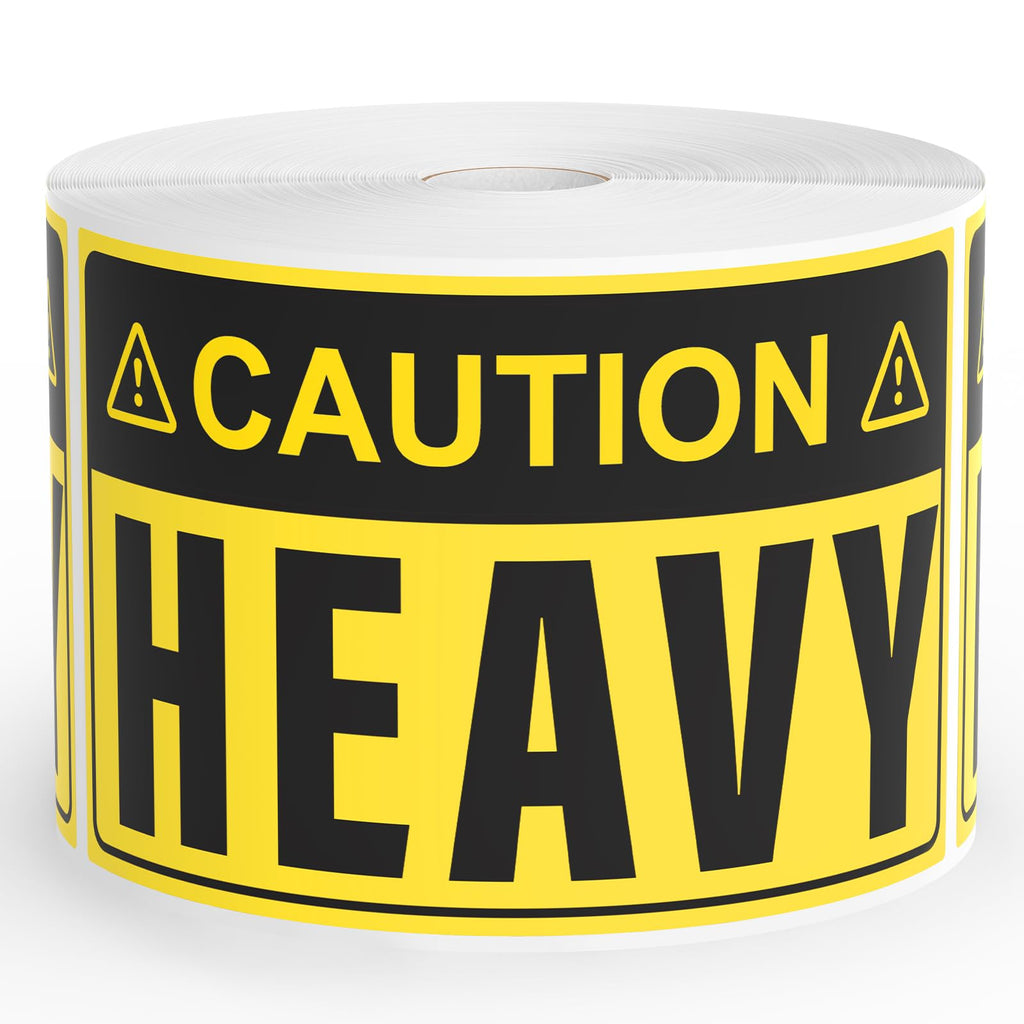 500 Pcs Caution Heavy Stickers 5" × 3" Shipping Warning Labels