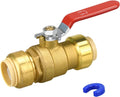 3/4" Push Fit Ball Valve with Disconnect Clip, Push-Fit Shut Off Valve