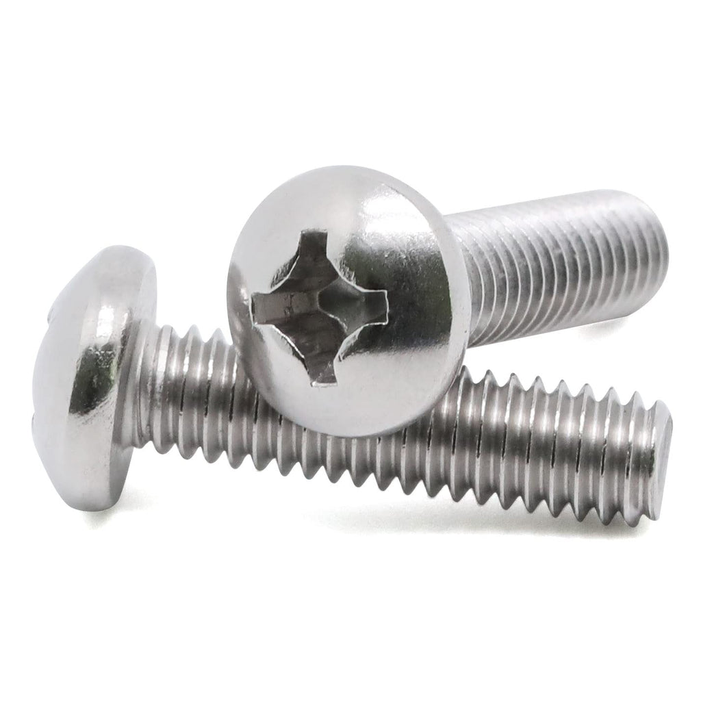 10-32 x 1 Pan Head Machine Screws, Fully Threaded, 304 Stainless Steel 18-8, Bright Finish, Pack of 50