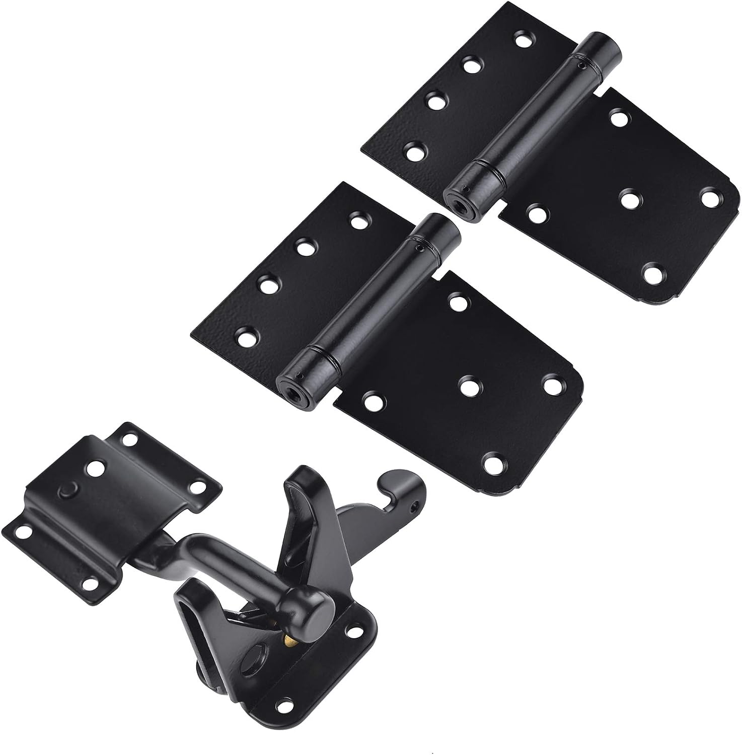 Self-Closing Gate Hardware Kit,1 Pack Self-locking Gate Latch and 2 Pack 3.5inch Heavy Duty Adjustable Spring Gate