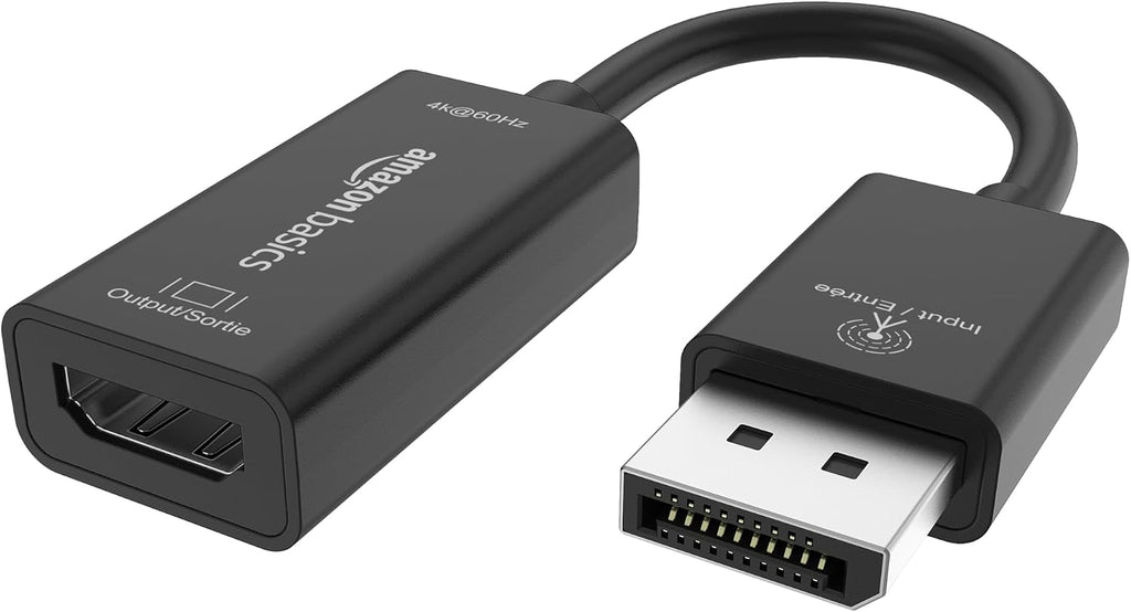 DisplayPort (4k@60Hz) to HDMI Female Converter (Not Compatible with a USB Port), Black, 9.25 x 0.87 x 0.47 in