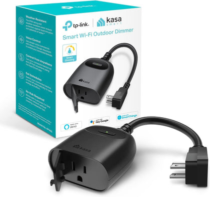 Kasa Outdoor Smart Dimmer Plug, IP64 Plug- in Dimmer for Outdoor String Lights, Compatible with Alexa, Google