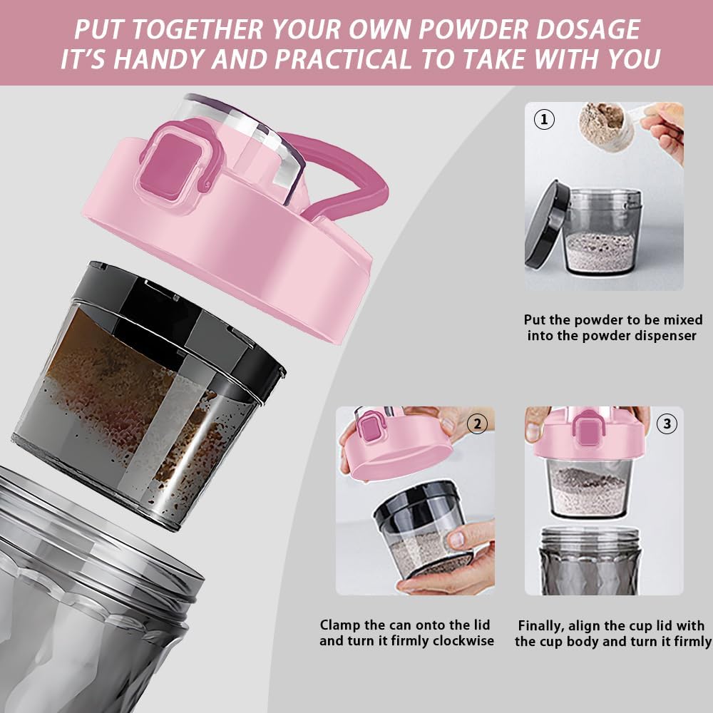 Electric Protein Shaker Bottle, 22oz BPA-Free Tritan | USB Rechargeable Protein Shake Mixer with Powder Storage Cup