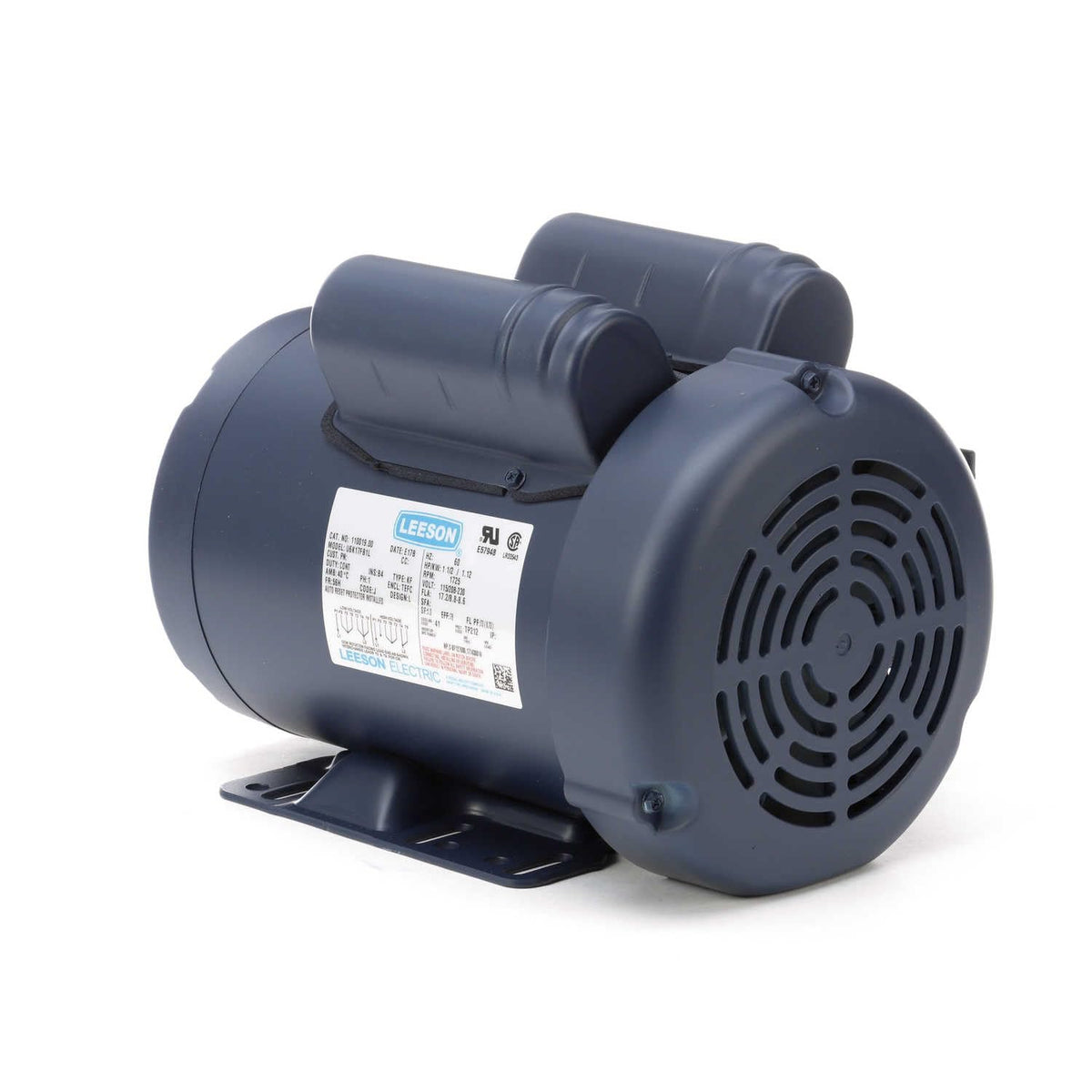 Leeson Electric, 110019.00, 1.5HP, 1725RPM, 1PH, 115V;208V;230V, 56H Frame, Standard Flange, Foot Mount, TEFC, General Purpose Motor