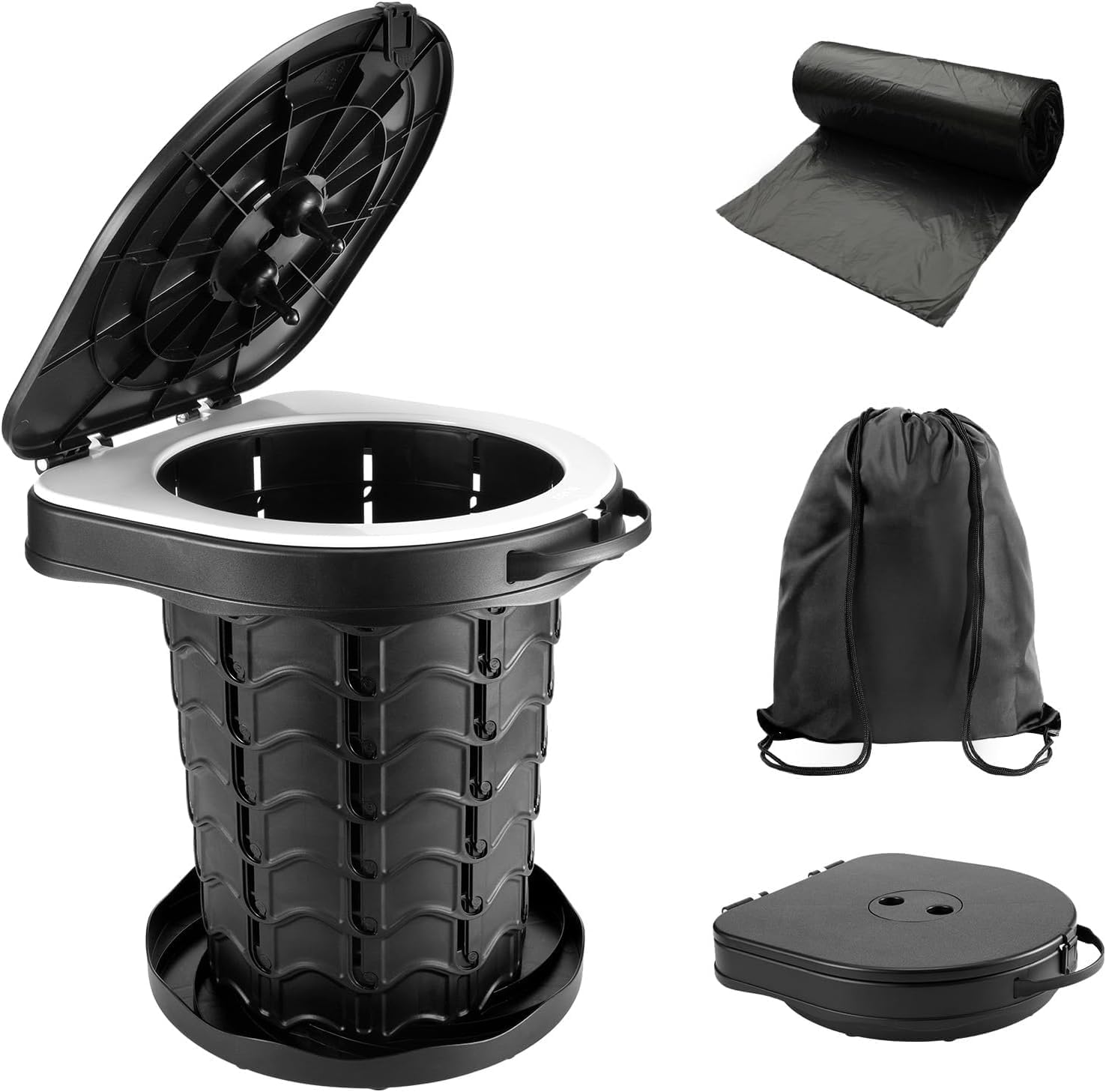 Retractable Portable Toilet Camping Toilet - Adjustable Height Camp Toilet Portable Potty for Camping, Car, Travel