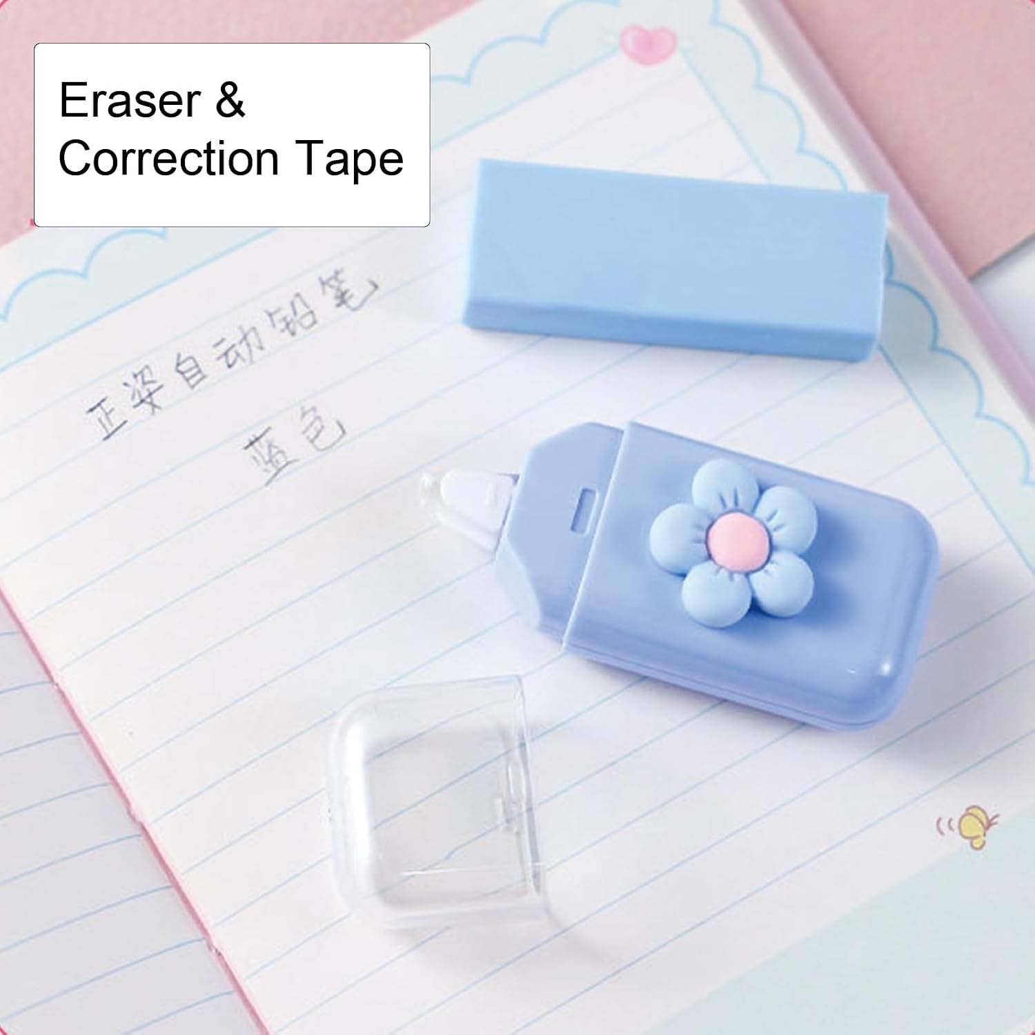 8 Pcs Cute Yellow Stationery Set for Girls Boys Women Back to School Supplies Office Supplies Kawaii Candy Colors