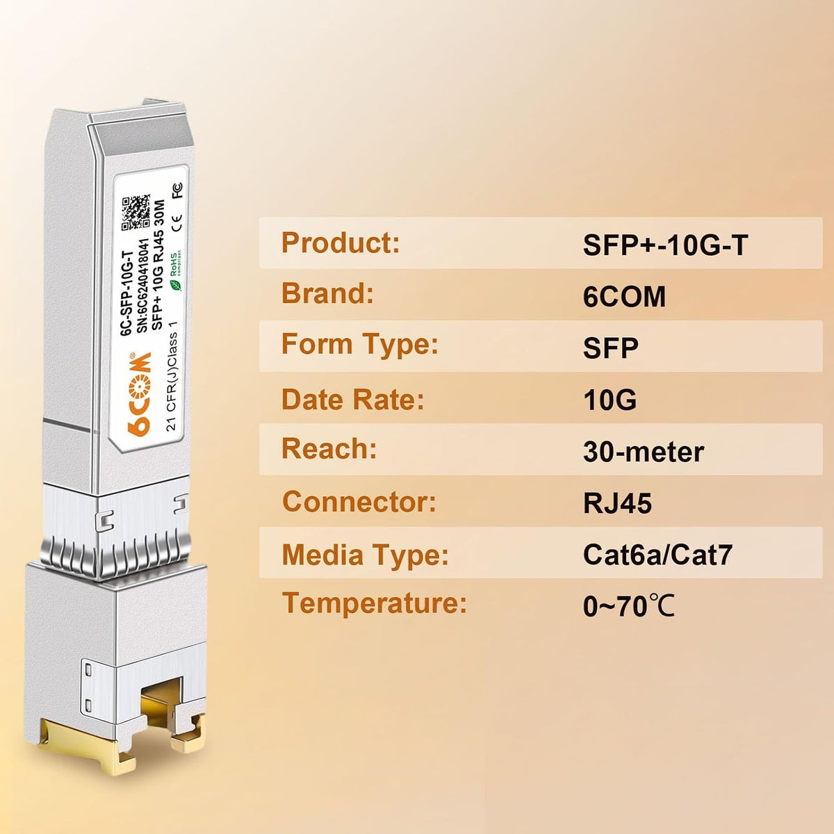 2Pack 10Gb SFP+ to RJ45 Ethernet Transceiver, 10Gbase-T Copper SFP Module