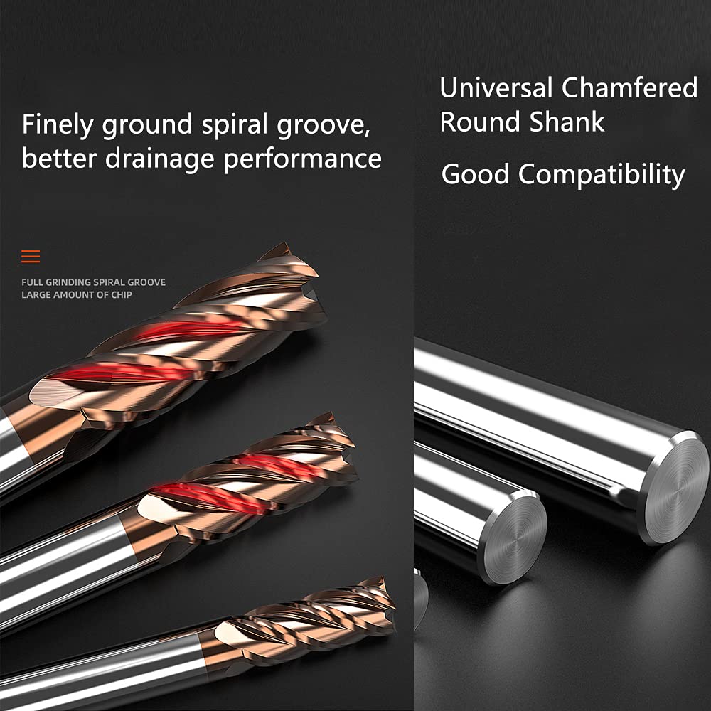 1pc 5/32"(4mm) Carbide Square End Mill for Alloy Steels/Hardened Steels