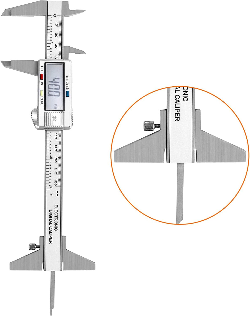 QWORK Caliper Depth Base Carbon Steel T-Bar Attachment for Dial/Digital/Vernier Calipers 4", 6", 8", 12"