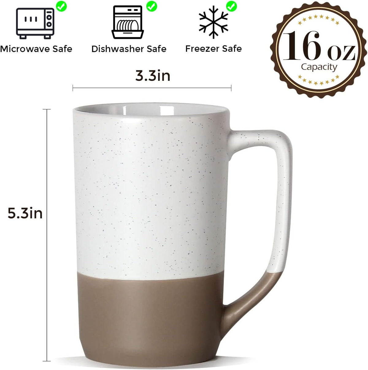 16 OZ Large Coffee Mug, Ceramic Coffee Mugs, Big Tea Cup, White