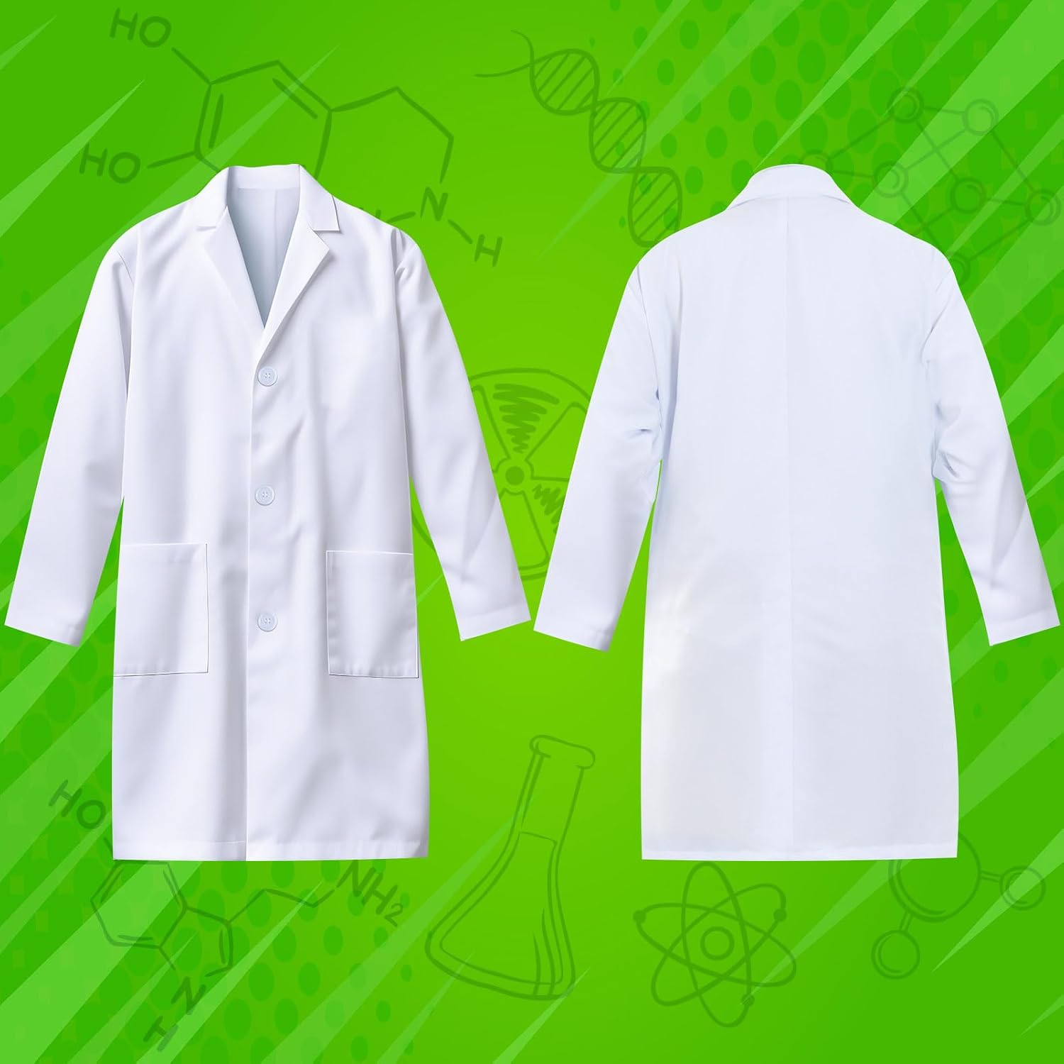 Kids Scientist Costume Lab Coat Doctor Pretend Play for Boys Girls, with Goggles Glasses ID Card Gloves