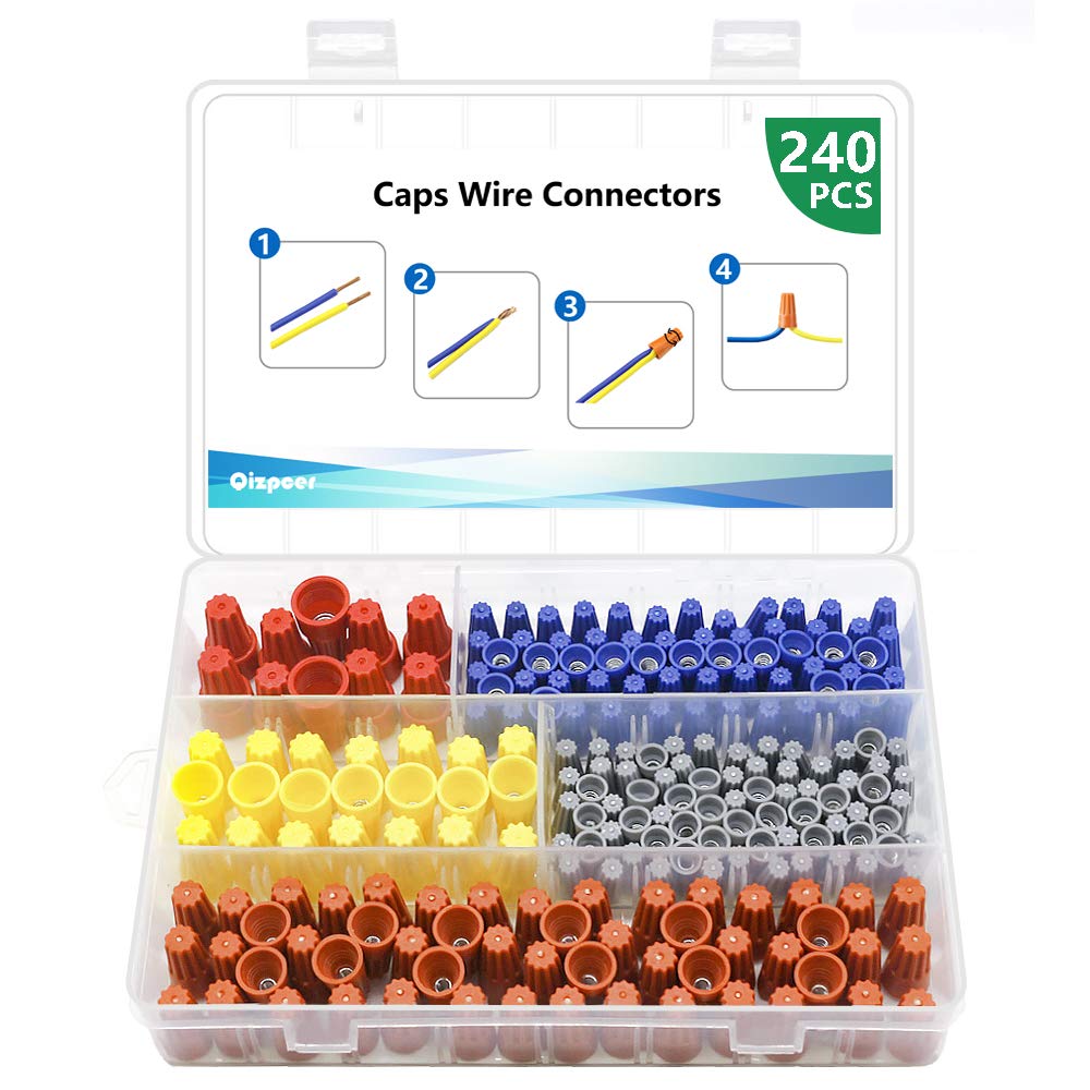 240 Pcs Electrical Wire Connectors Screw Terminals - Twist Nuts Caps Wire Connection, Spring Insert Assortment kit
