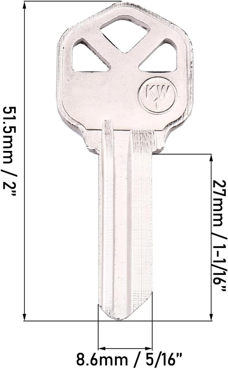 KW1 Brass Blank Key Blanks 10 Pack of Uncut Blank Keys Copper Structures Blank Keys