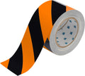 Brady ToughStripe Floor Marking Tape Roll - Polyester, Diagonal Stripes, Black on Orange, 3" x 100'