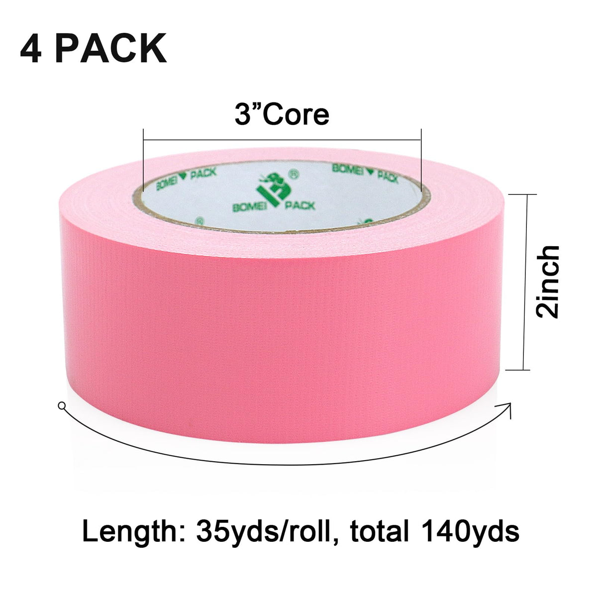 4-Pack Pink Duct Tape Heavy Duty Strong 35 Yards x 2 Inch
