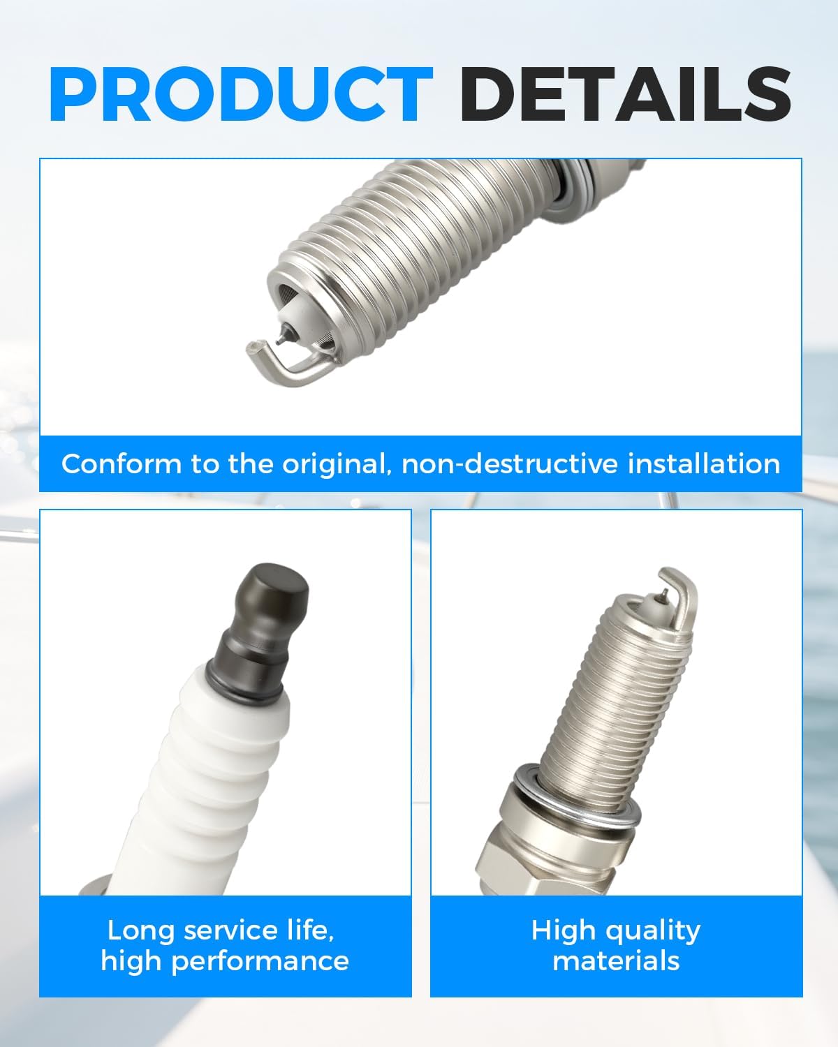 4-Pack Spark Plug Fits for NGK 92650 LKR6E, Fit for Yamaha