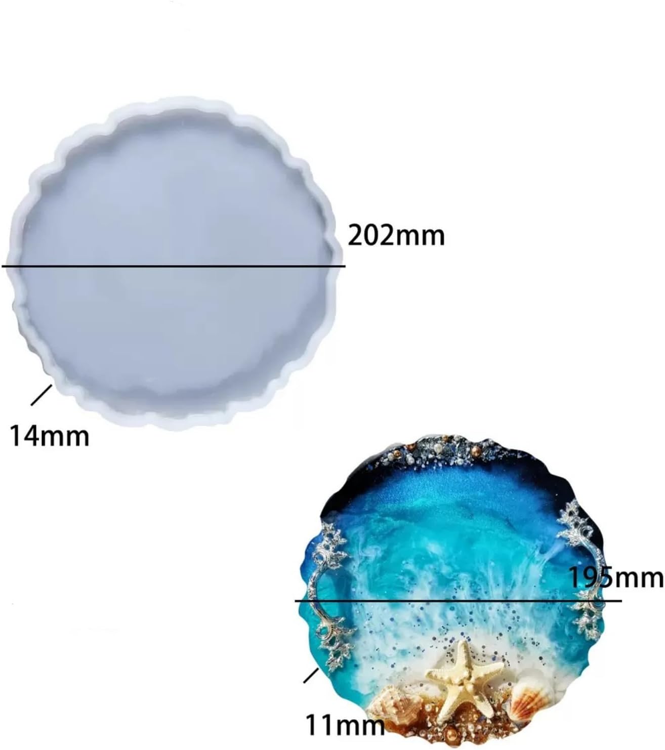 7.8inches Silicone Tray Mold, Geode Silicone Mold for Resin,Irregular Resin Casting Mold for Coaster, Jewelry Storage