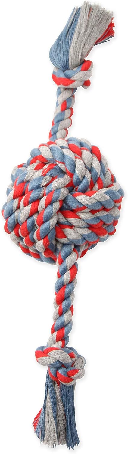 Flossy Chews Color Monkey Fist Ball with Rope Ends, Large, 18-Inch, multi (20096F)