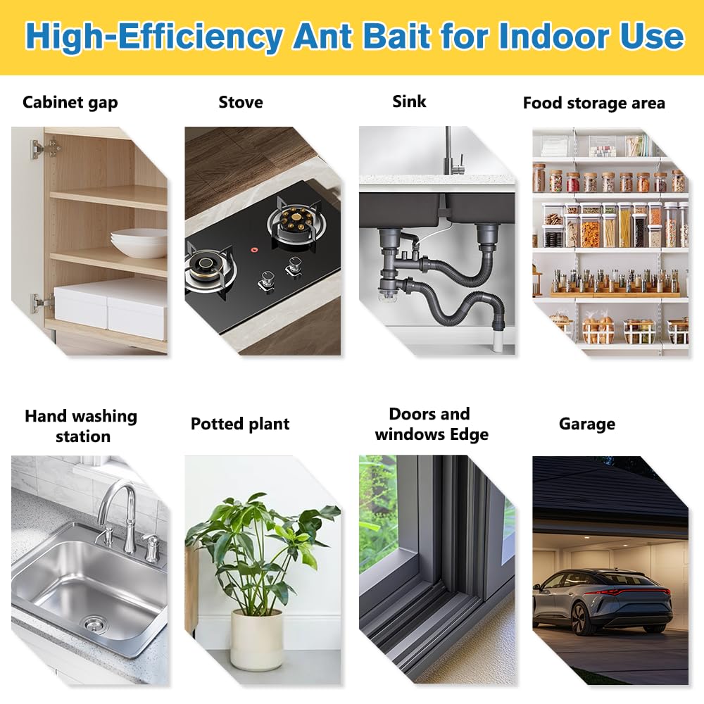 4 x 30 Grams Ant Gel Bait Syringe, 1 Plunger & 4 Tips, Extra Strong Ant Bait Gel for Home Kitchen Bathroom Garage