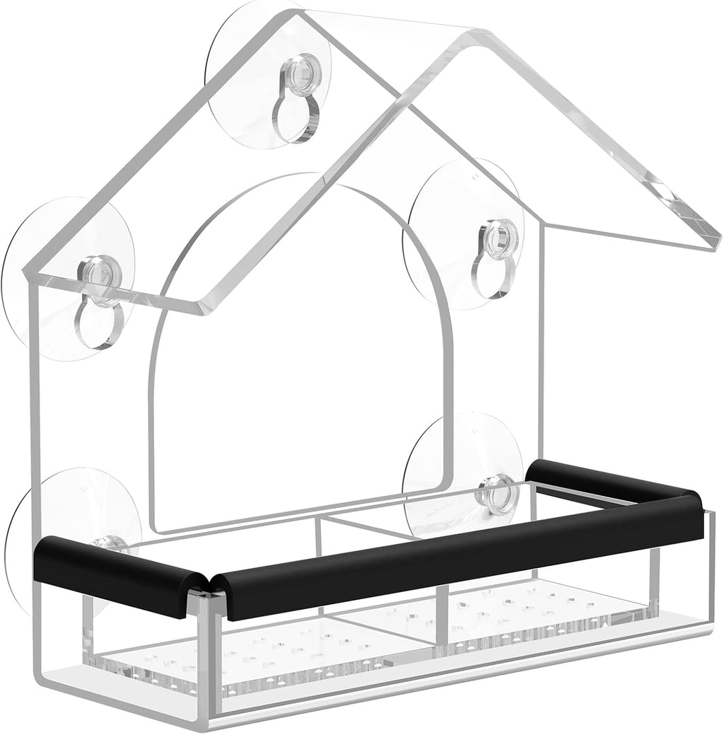 Clear Window Bird Feeder with 5 Extra Strong Suction Cups, DY-SKTY Sturdy and Durable Acrylic Birdfeeders for Viewing
