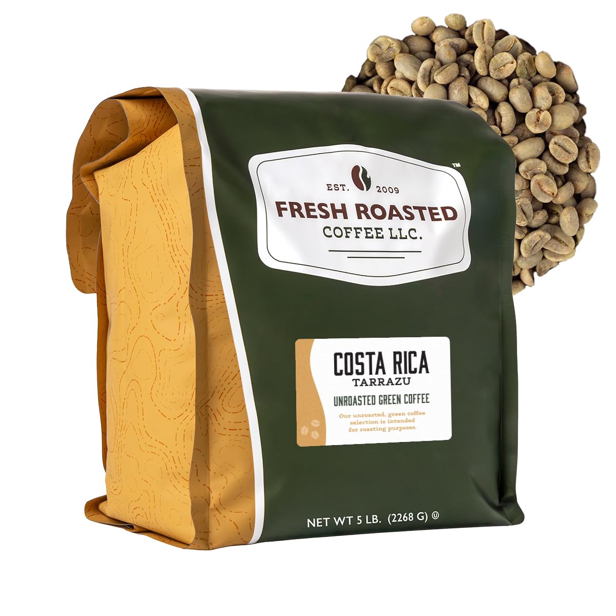 Costa Rican Tarrazu Unroasted Green Coffee Beans for Home Roasting, Kosher, 5 lb (80 oz)
