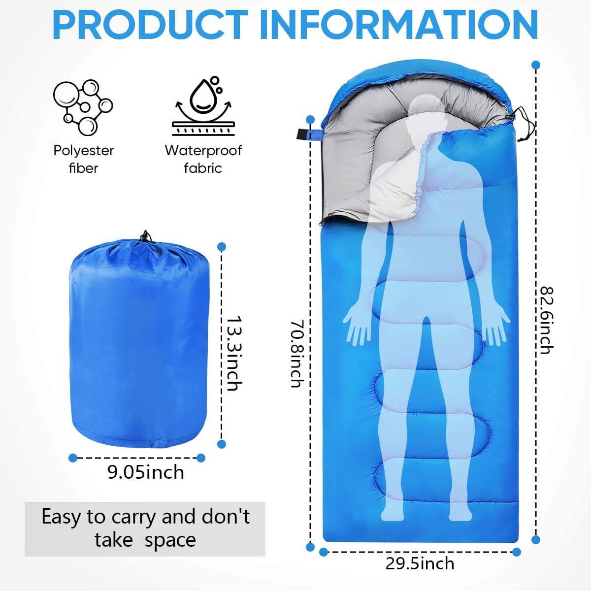 Sleeping Bags Portable Waterproof Camping Sleeping Bag for Adults Kids 4 Seasons Cold Weather or Warm Backpacking