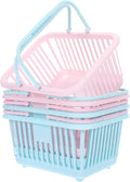 4 pack Mini Shopping Basket with Handles 6.29 X 5.11 X 3.46 in Plastic Storage Basket for Kids Playroom Bathroom