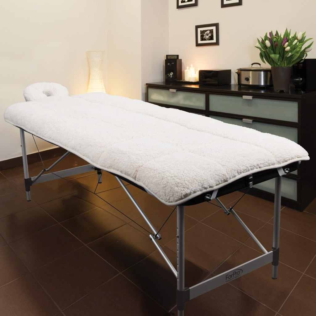 ForPro Premium Quilted Fleece Table Pad Set, Natural, Extra Soft, Hypoallergenic, for Massage Tables, Includes