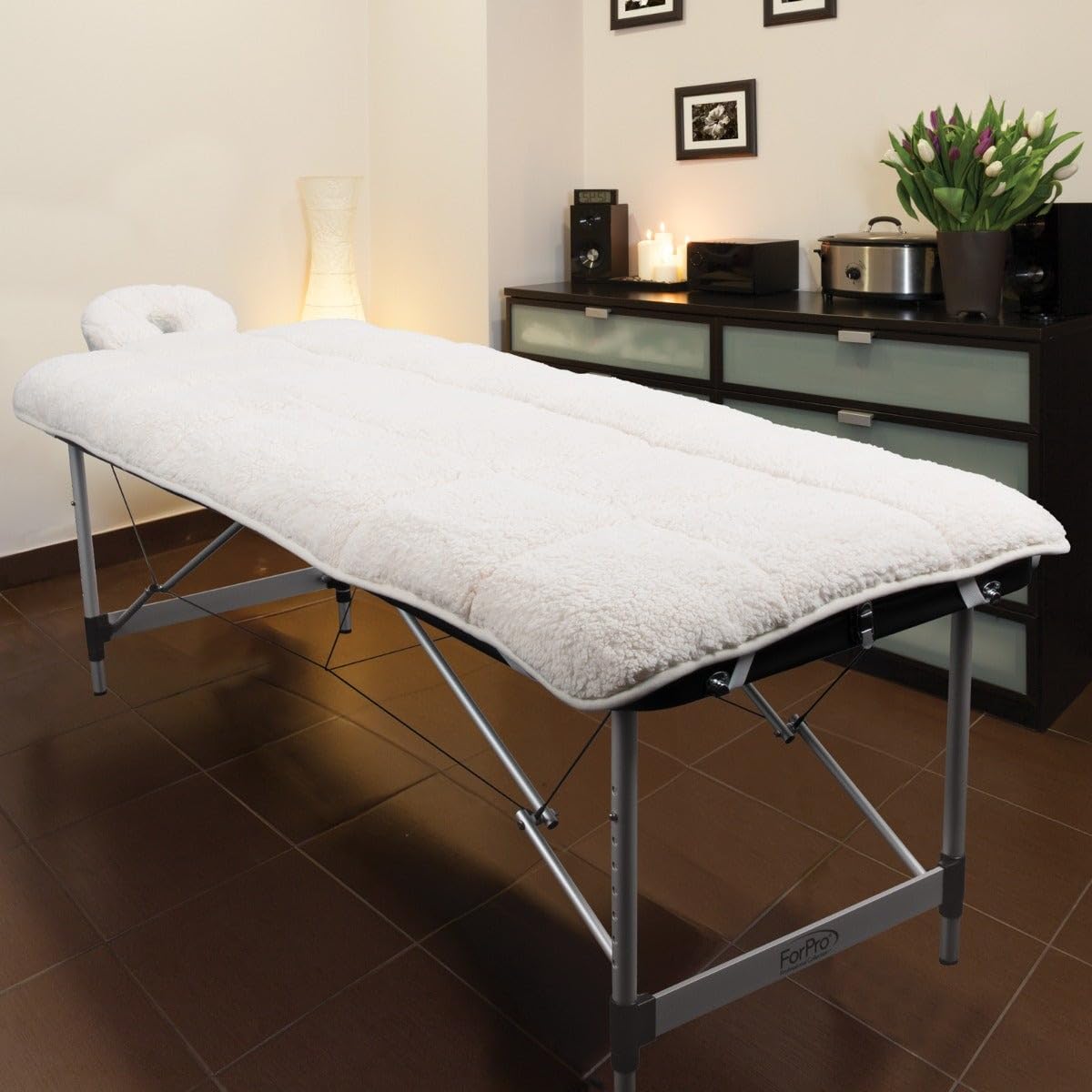 ForPro Premium Quilted Fleece Table Pad Set, Natural, Extra Soft, Hypoallergenic, for Massage Tables, Includes