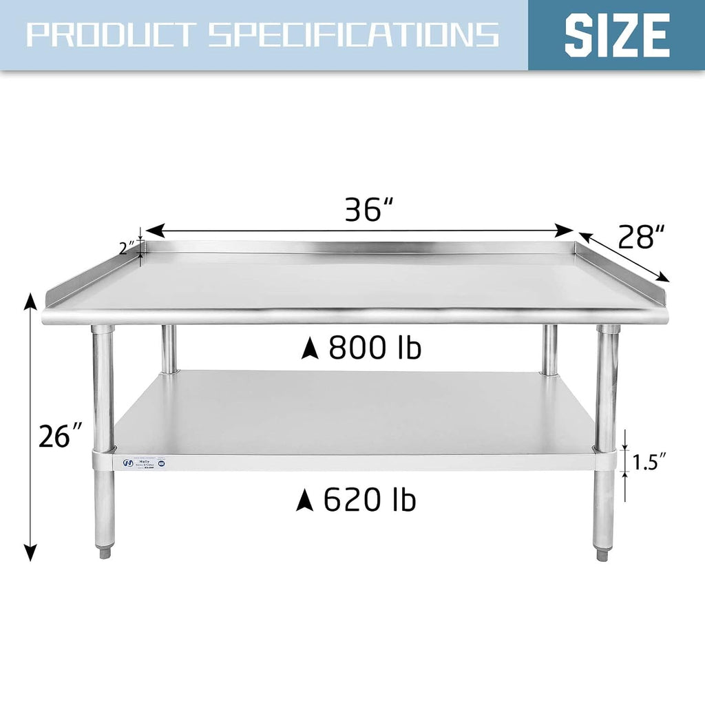 Hally Stainless Steel Equipment Stand 28"x36" Commercial Prep & Work Table